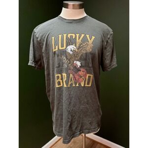 Lucky Brand Gray Eagle Guitar Vintage Inspired Graphic T-Shirt Men's L